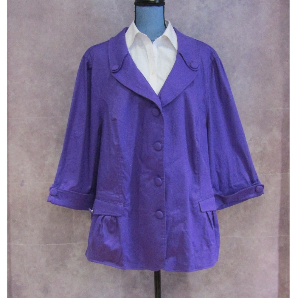 NWOT Allison Woods Purple Peplum Jacket Size 30W